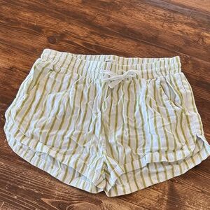 Billabong Green and White Striped Athletic Shorts